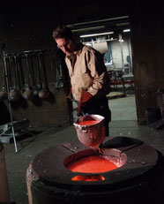 Ladling the molten aluminum