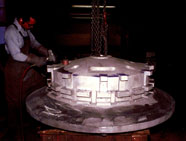 Grinding a large aluminum casting